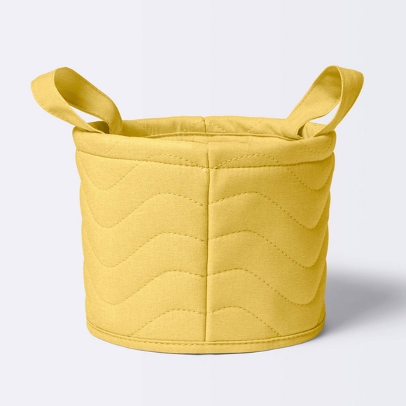 Quilted Fabric Small Round Storage Basket - Picture 4 of 4